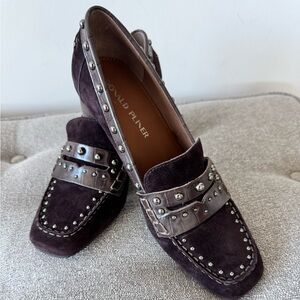 Donald Pliner Suede studded pumps.